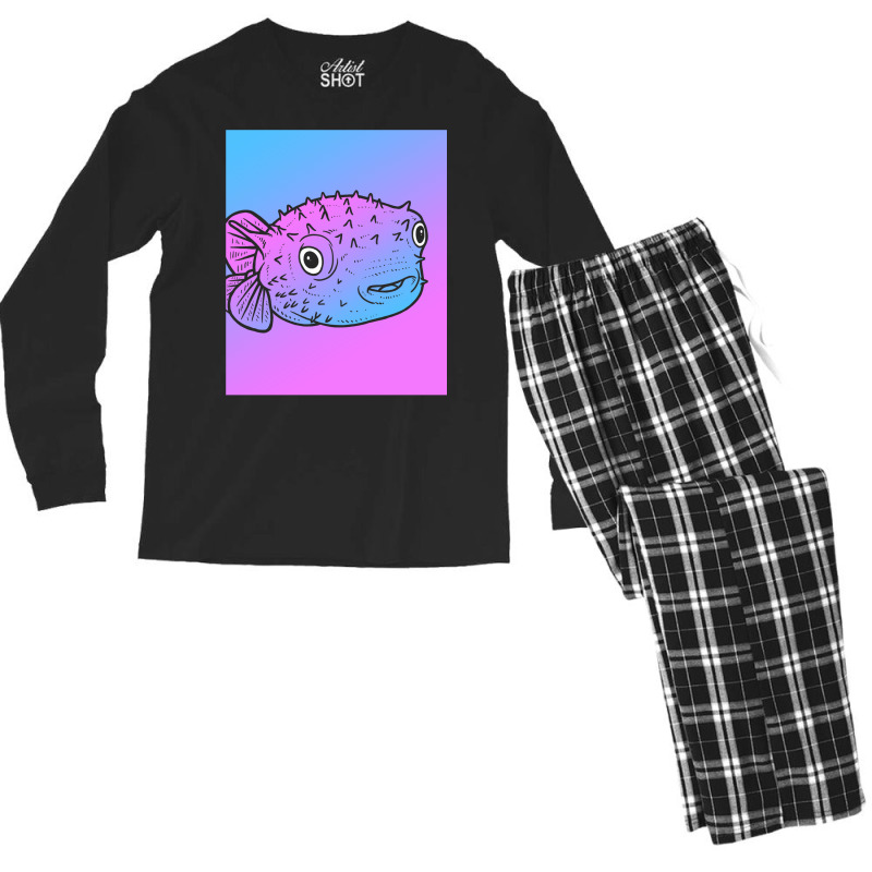 Vaporwave Puffer Fish Aesthetic Pastel Goth Blowfish Men's Long Sleeve Pajama Set by buddoxhardoe | Artistshot