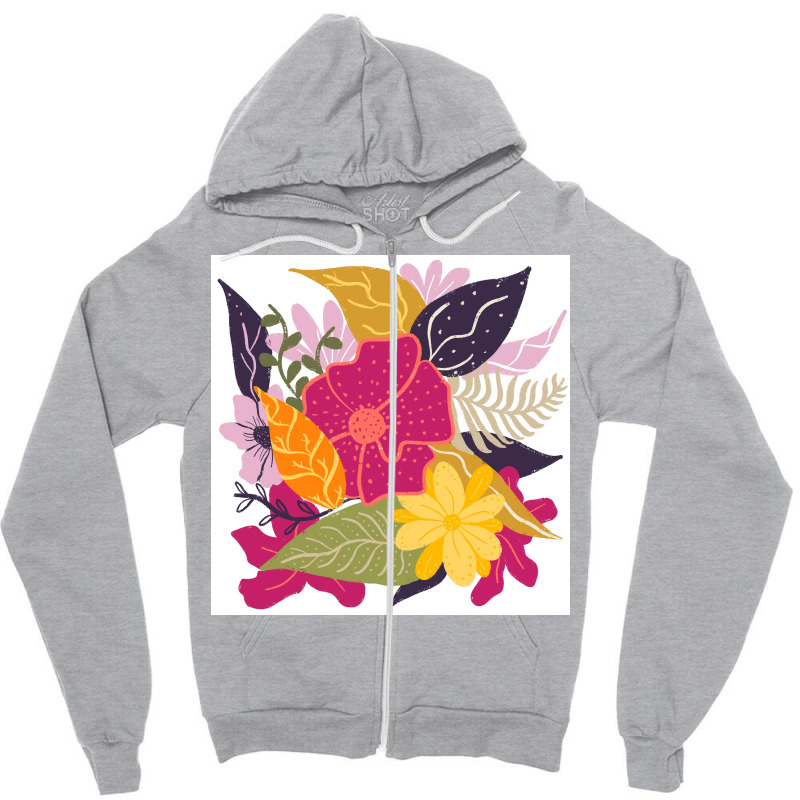 Modern Big Floral Composition Illustration Color Trend By Girly Trend Zipper Hoodie | Artistshot