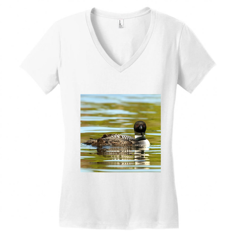 Loon On The Water 1 Women's V-Neck T-Shirt by leminh | Artistshot