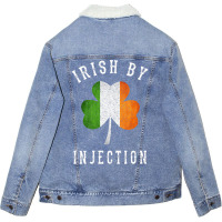 Womens Funny Irish By Injections   St Patricks Day Gift Vneck Unisex Sherpa-lined Denim Jacket | Artistshot