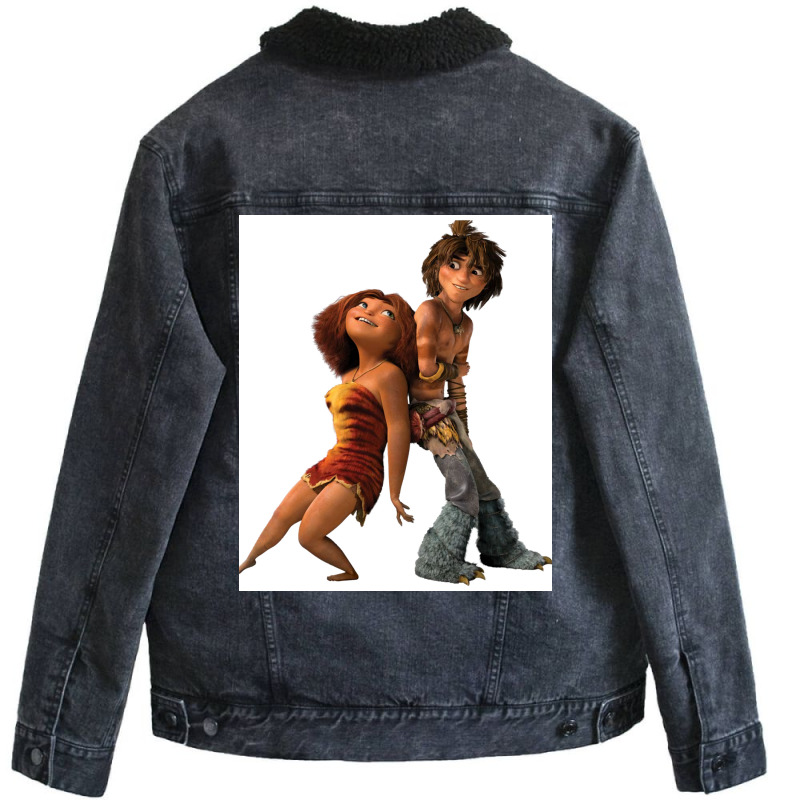 The Croods Sticker Poster Aesthetic Unisex Sherpa-lined Denim Jacket | Artistshot