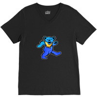 Blue Grateful Dancing Hippie Classic Rock Dead Bear V-neck Tee | Artistshot