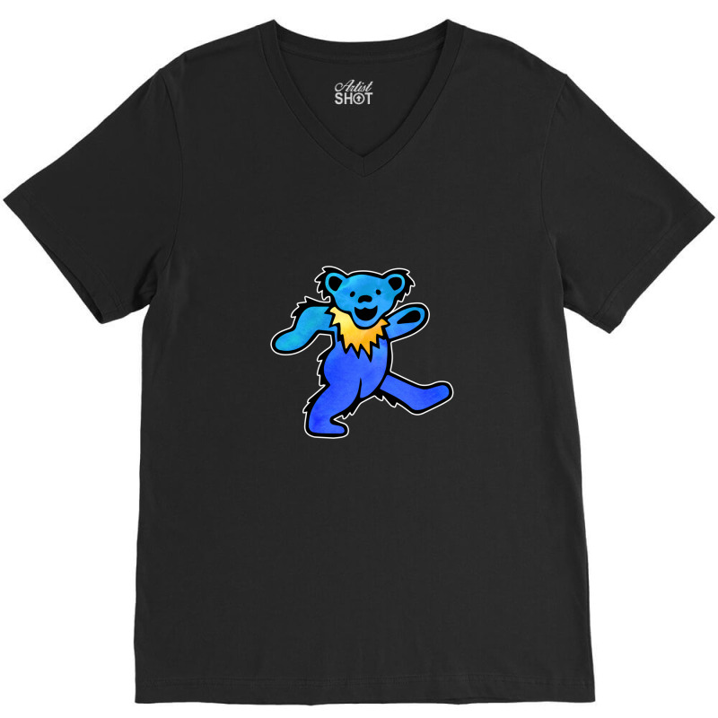 Blue Grateful Dancing Hippie Classic Rock Dead Bear V-neck Tee | Artistshot