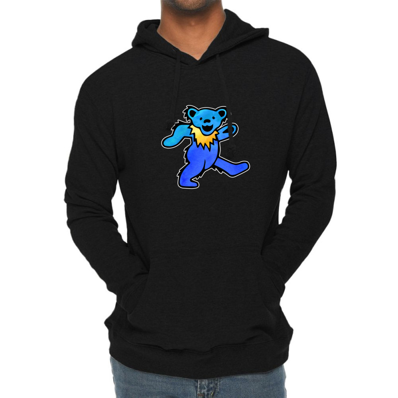 Blue Grateful Dancing Hippie Classic Rock Dead Bear Lightweight Hoodie | Artistshot