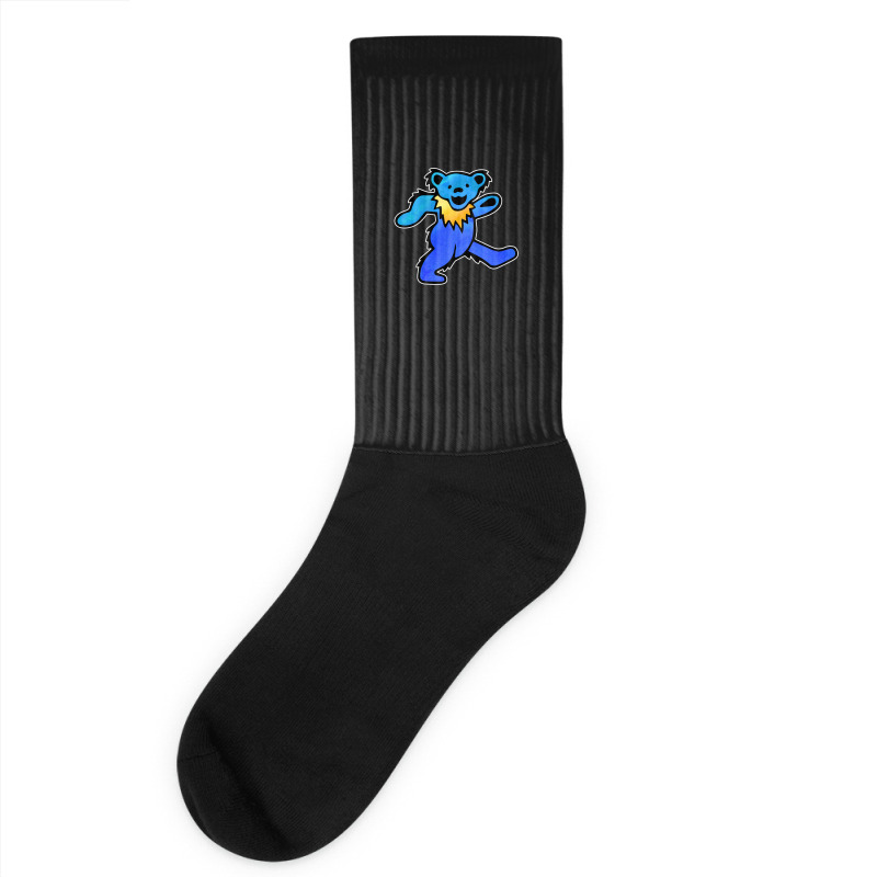 Blue Grateful Dancing Hippie Classic Rock Dead Bear Socks | Artistshot