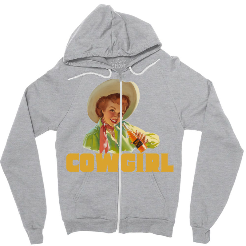 Vintage Cowgirl Zipper Hoodie by buddoxhardoe | Artistshot