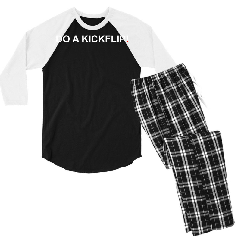 Vintage Do A Kickflip Aesthetic Skateboarding Skater Streetwear Men's 3/4 Sleeve Pajama Set by buddoxhardoe | Artistshot