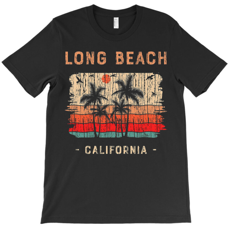 Long Beach California Summer Beach Sunset Retro T-Shirt by LeslyLindgren | Artistshot