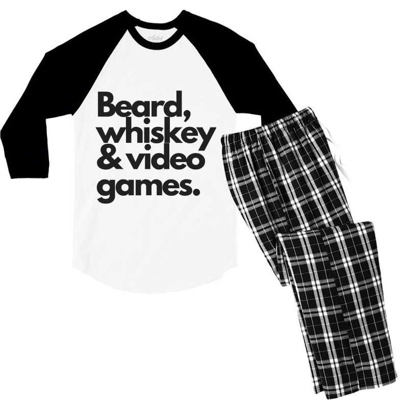 Beard, Whiskey   Video Games  Manly Whiskey Drinker Men's 3/4 Sleeve Pajama Set | Artistshot