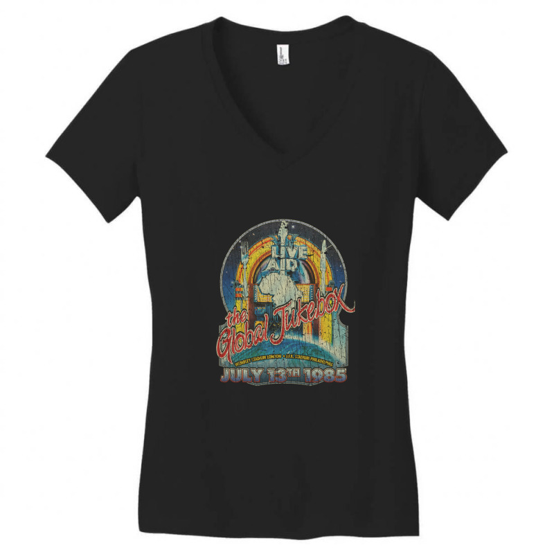 Live Aid Global Jukebox 1985 Women's V-Neck T-Shirt by DannyJones | Artistshot