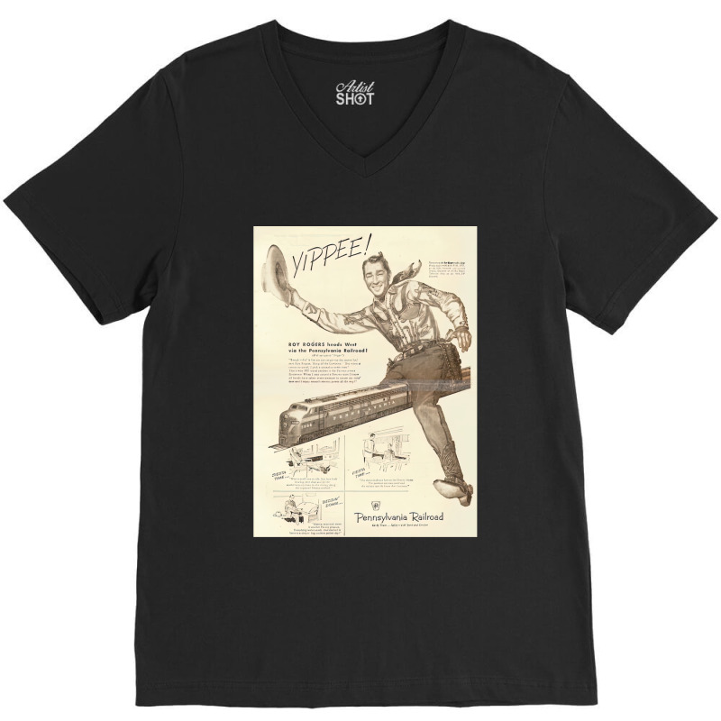 1951 Genuine Rr Ad - Hey Kiddies!  Hop On My Train! Long V-Neck Tee by THOMASMANUEL | Artistshot