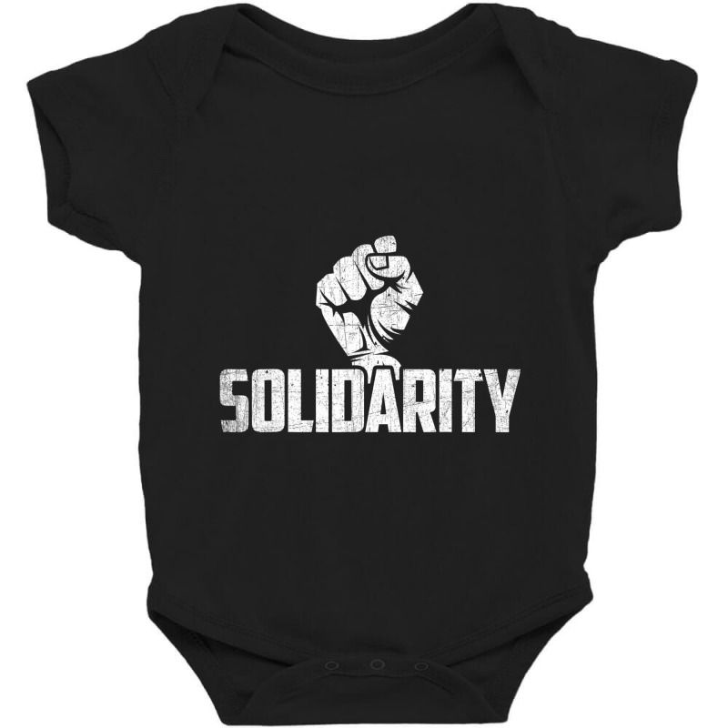 Solidarity With Fist  Protest Union Worker Distressed Baby Bodysuit | Artistshot