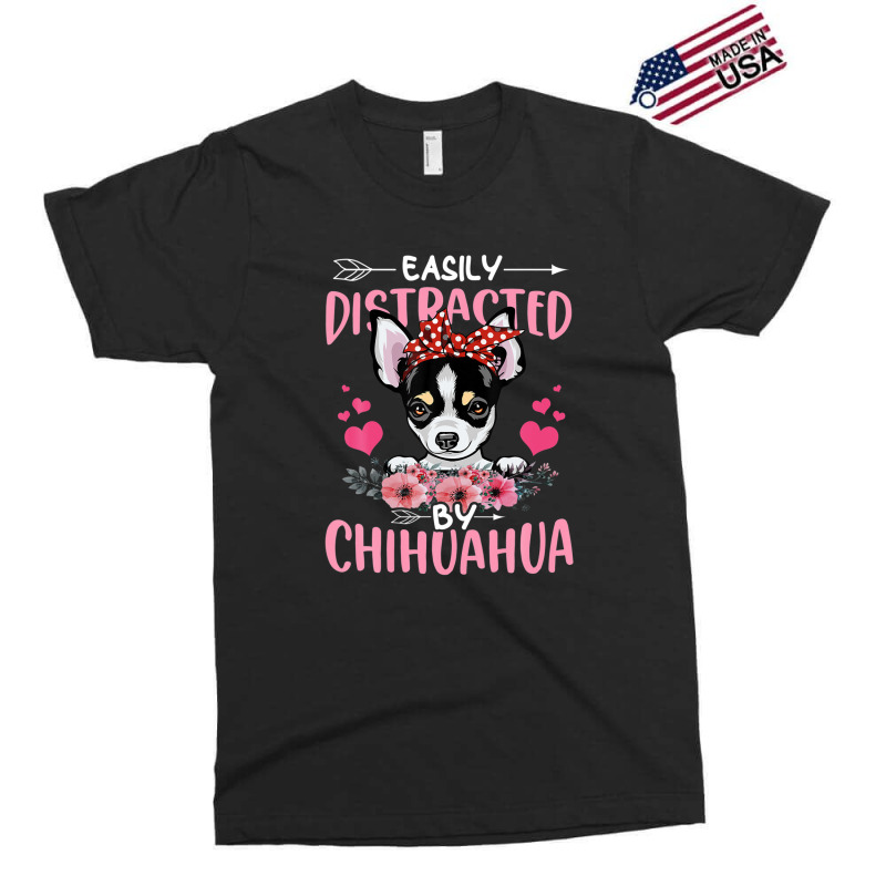 Easily Distracted By Chihuahua Floral Dog Mom Exclusive T-shirt | Artistshot