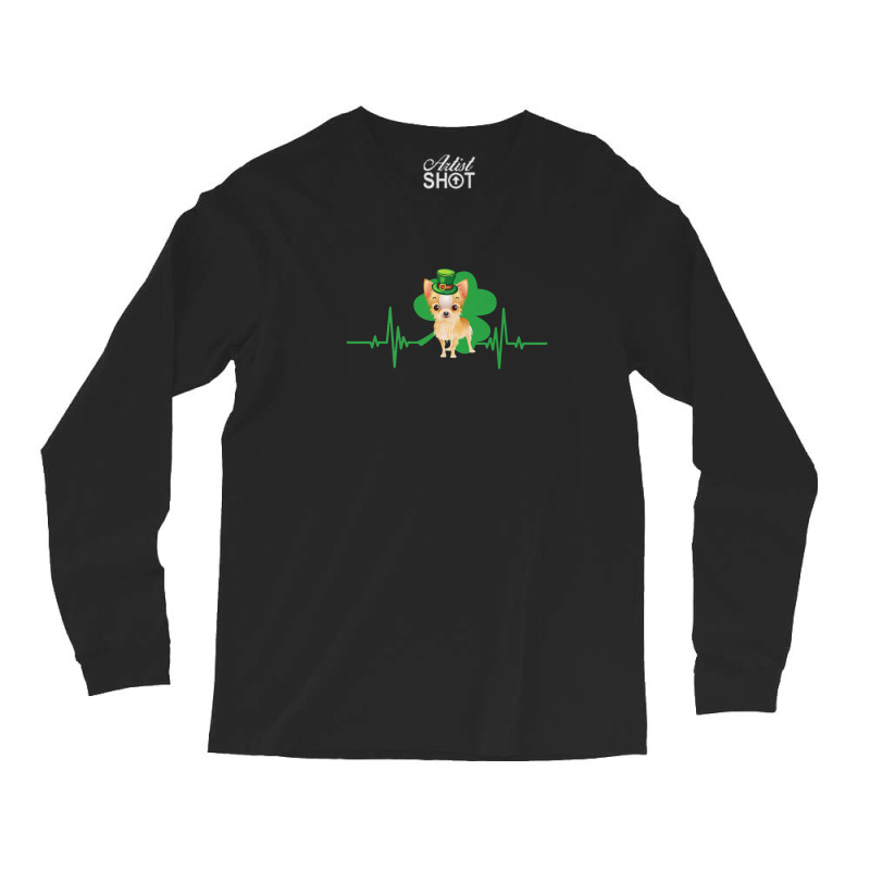 Chihuahua Dog Heartbeat Leprechaun Shamrock St Patricks Day Long Sleeve Shirts | Artistshot