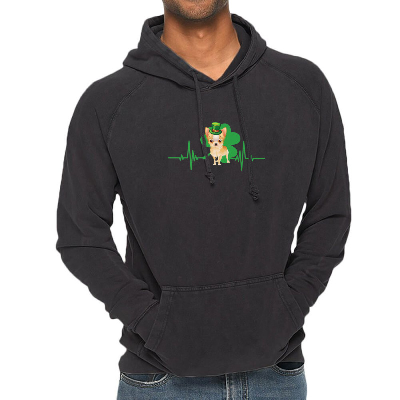 Chihuahua Dog Heartbeat Leprechaun Shamrock St Patricks Day Vintage Hoodie | Artistshot