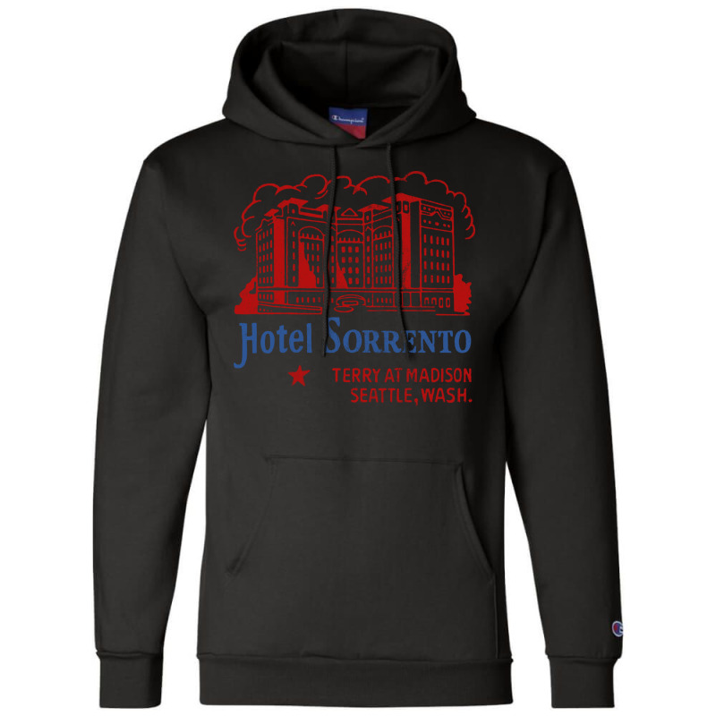 Hotel Sorrento, Seattle, Wa      Retro Mid Century Aesthetic Champion Hoodie | Artistshot