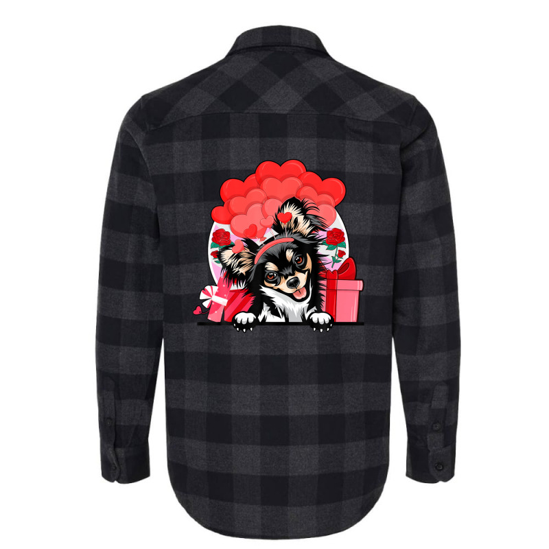 Tri Colo Chihuahua Valentines Day Dog Hearts Flowers Flannel Shirt | Artistshot