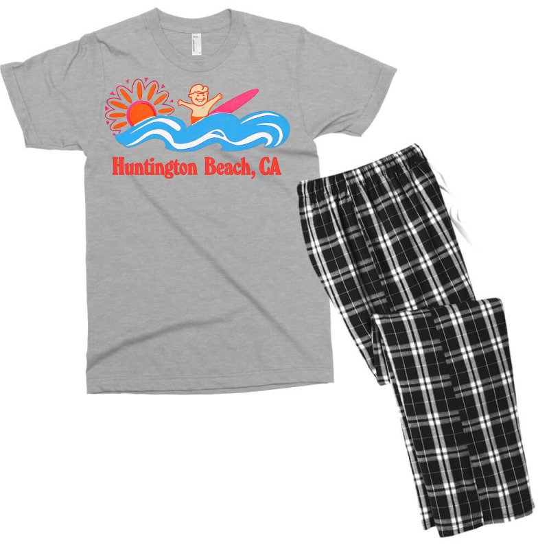 Huntington Beach, Ca   Original Retro Style Surf Beach Design Men's T-shirt Pajama Set | Artistshot