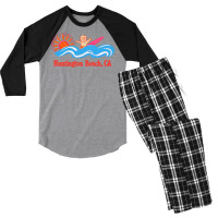 Huntington Beach, Ca   Original Retro Style Surf Beach Design Men's 3/4 Sleeve Pajama Set | Artistshot