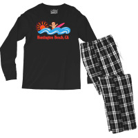 Huntington Beach, Ca   Original Retro Style Surf Beach Design Men's Long Sleeve Pajama Set | Artistshot