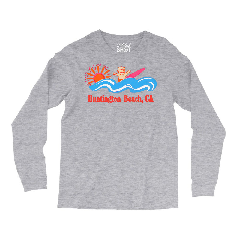 Huntington Beach, Ca   Original Retro Style Surf Beach Design Long Sleeve Shirts | Artistshot