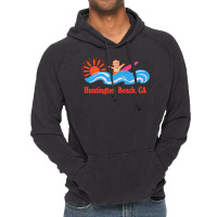 Huntington Beach, Ca   Original Retro Style Surf Beach Design Vintage Hoodie | Artistshot