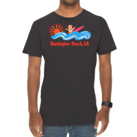 Huntington Beach, Ca   Original Retro Style Surf Beach Design Vintage T-shirt | Artistshot