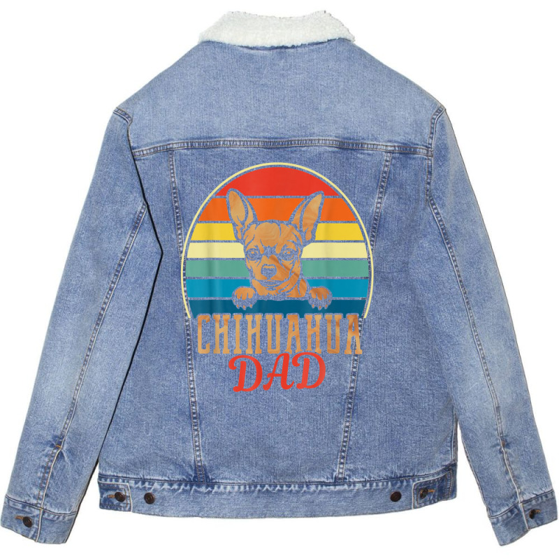 Retro Vintage Chihuahua Dad Daddy Unisex Sherpa-lined Denim Jacket | Artistshot