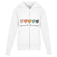 Speech Therapy Leopard Hearts Speech Language Pathology Slp Youth Zipper Hoodie | Artistshot