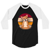 Chihuahua Dog Retro Halftone Sunset 3/4 Sleeve Shirt | Artistshot