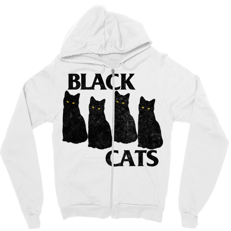 Black Cat Flag   Faded Style Kitty Fan Design Zipper Hoodie | Artistshot