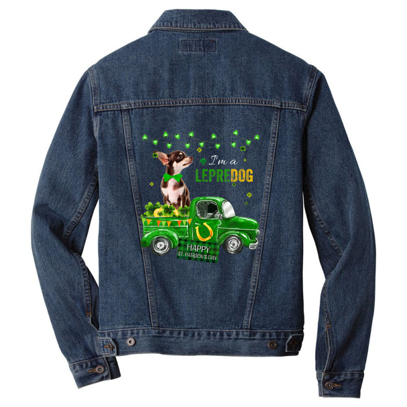 I'm A Lepredog Chihuahua Patrick's Day Shamrock For Dog Men Denim Jacket | Artistshot