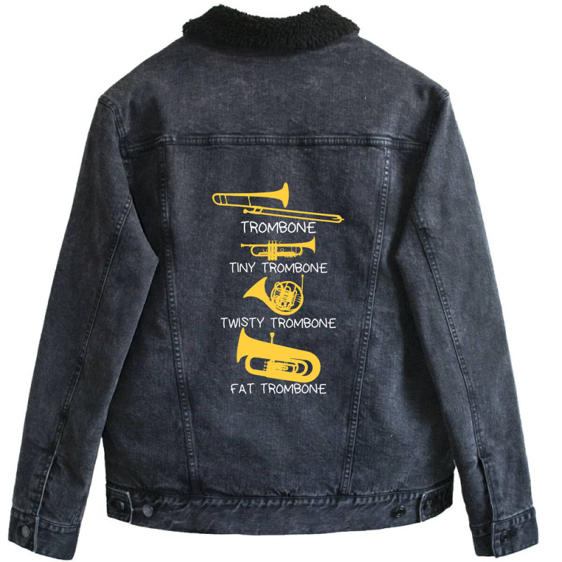 Funny Types Of Trombones Unisex Sherpa-Lined Denim Jacket by CharlesZacharias | Artistshot