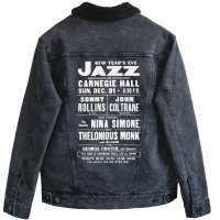 Jazz At Carnegie Hall       Vintage Jazz Poster (1) Unisex Sherpa-lined Denim Jacket | Artistshot