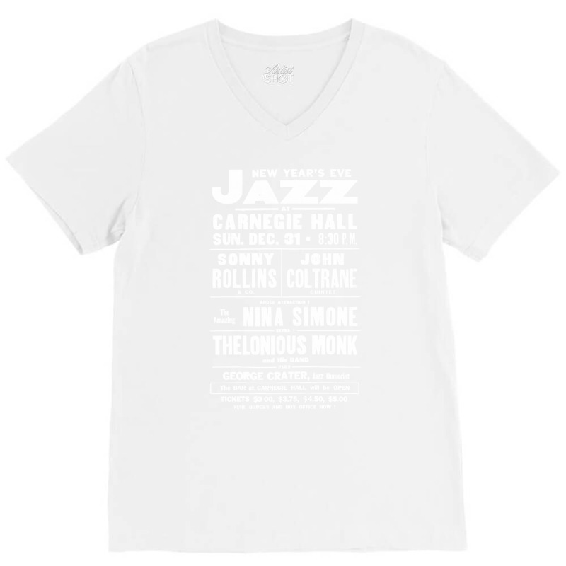 Jazz At Carnegie Hall       Vintage Jazz Poster (1) V-neck Tee | Artistshot