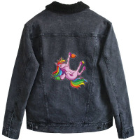 Funny Unicorn Rock Climbing Bouldering Rainbow 1 Unisex Sherpa-lined Denim Jacket | Artistshot