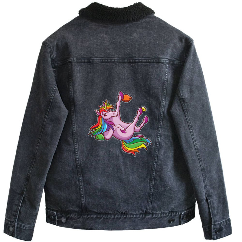 Funny Unicorn Rock Climbing Bouldering Rainbow 1 Unisex Sherpa-lined Denim Jacket | Artistshot