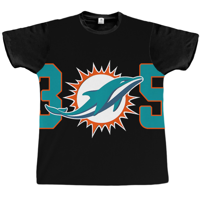 305 Modern Miami Football, Cool Dolphin, Tailgate Party Fan Premium Graphic T-shirt | Artistshot