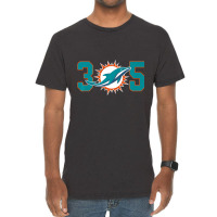 305 Modern Miami Football, Cool Dolphin, Tailgate Party Fan Premium Vintage T-shirt | Artistshot