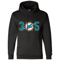 305 Modern Miami Football, Cool Dolphin, Tailgate Party Fan Premium Champion Hoodie | Artistshot