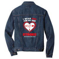 Stroke Awareness  - I Wear Red For My Dad Men Denim Jacket | Artistshot