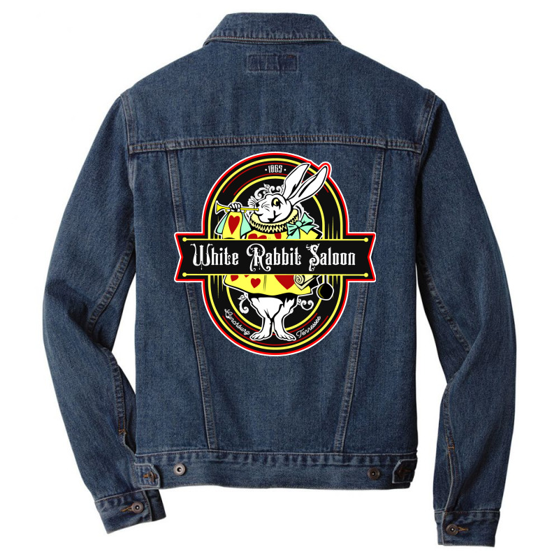 White Rabbit Saloon, Weathered Board Distressed Men Denim Jacket | Artistshot