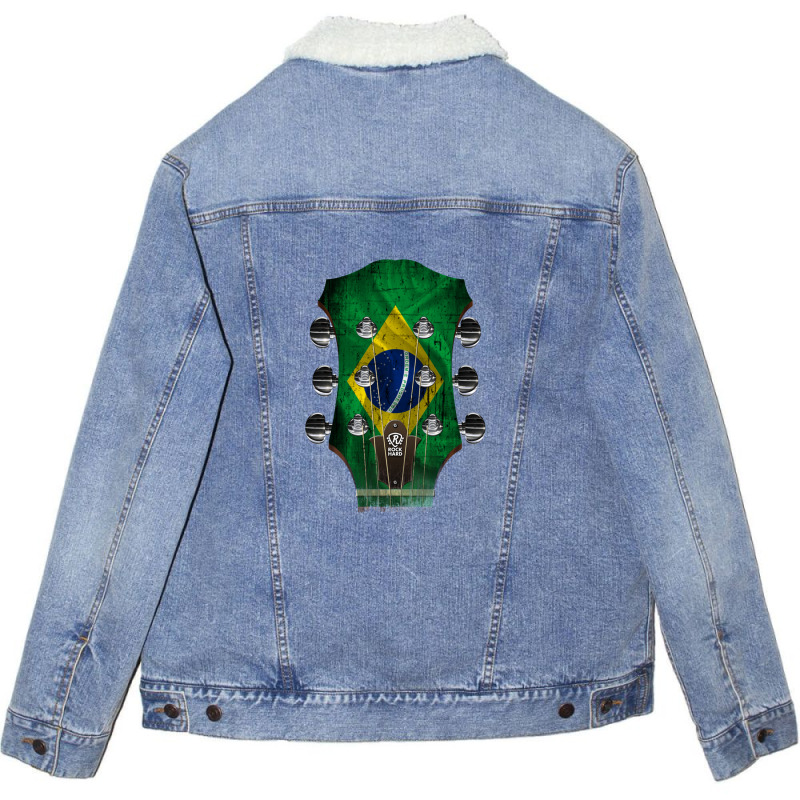 Guitar Headstock Brazil Unisex Sherpa-Lined Denim Jacket by CharlesZacharias | Artistshot