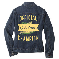 Trending Official Cornhole Champion Pun Corn Bags Game Ladies Denim Jacket | Artistshot