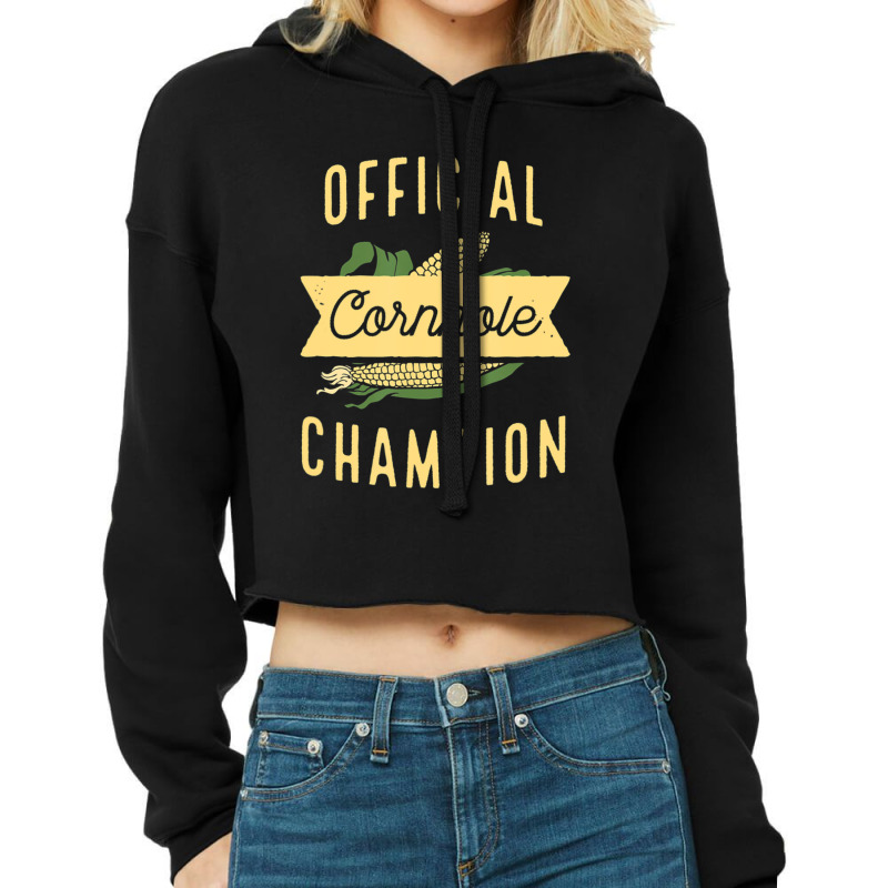 Trending Official Cornhole Champion Pun Corn Bags Game Cropped Hoodie by yumgaugeteuda | Artistshot