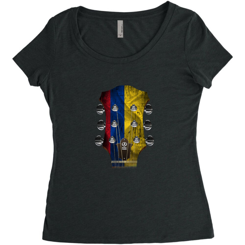 Guitar Headstock Colombia Women's Triblend Scoop T-shirt by CharlesZacharias | Artistshot