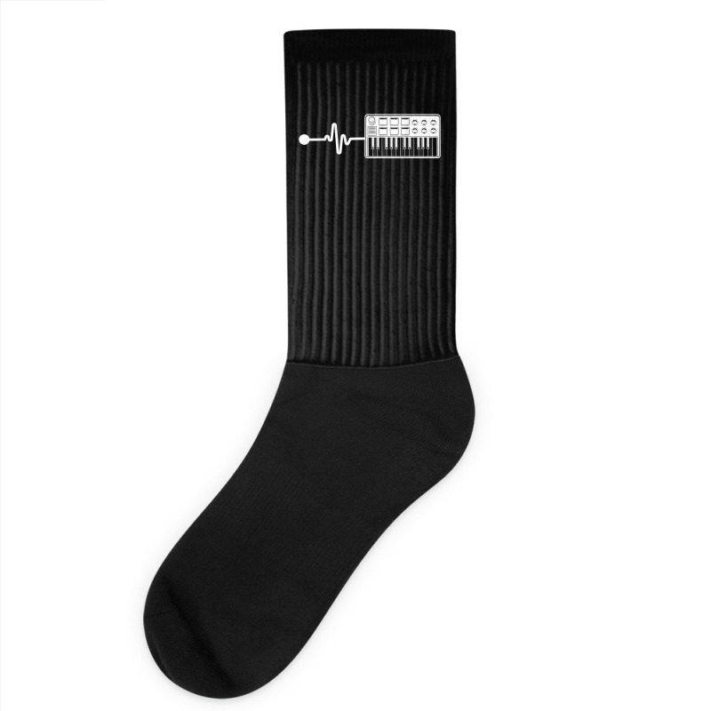 Modular Synthesizer Techno Keyboard Heartbeat T Shirt Socks | Artistshot