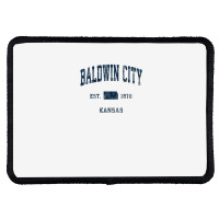 Baldwin City Kansas Ks Vintage Athletic Navy Sports Design Rectangle Patch | Artistshot