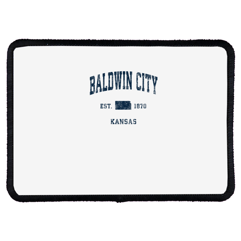 Baldwin City Kansas Ks Vintage Athletic Navy Sports Design Rectangle Patch | Artistshot