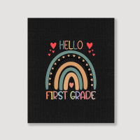 Hello First Grade Rainbow Back To School Teachers Kids Girls Portrait Canvas Print | Artistshot